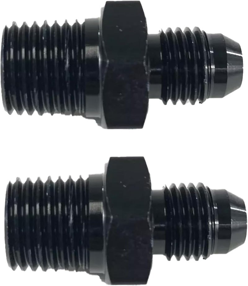 lanstixr 4AN Male Flare to 1/4'' NPT Male Hose Pipe Fitting Adapter Union Connector Aluminum Straight Black Anodized 2PCS - Image 5